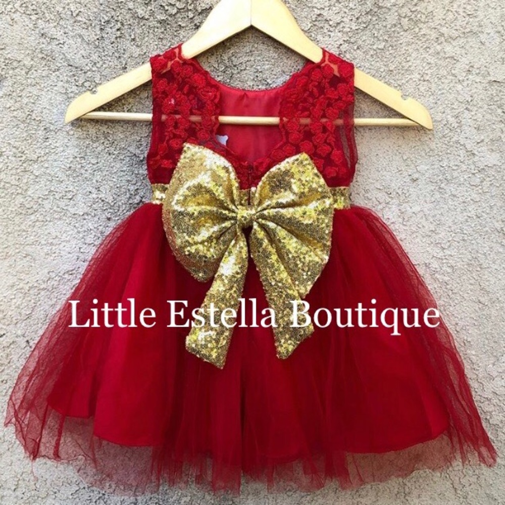 NWT Girls Red Formal Party Boutique Dress